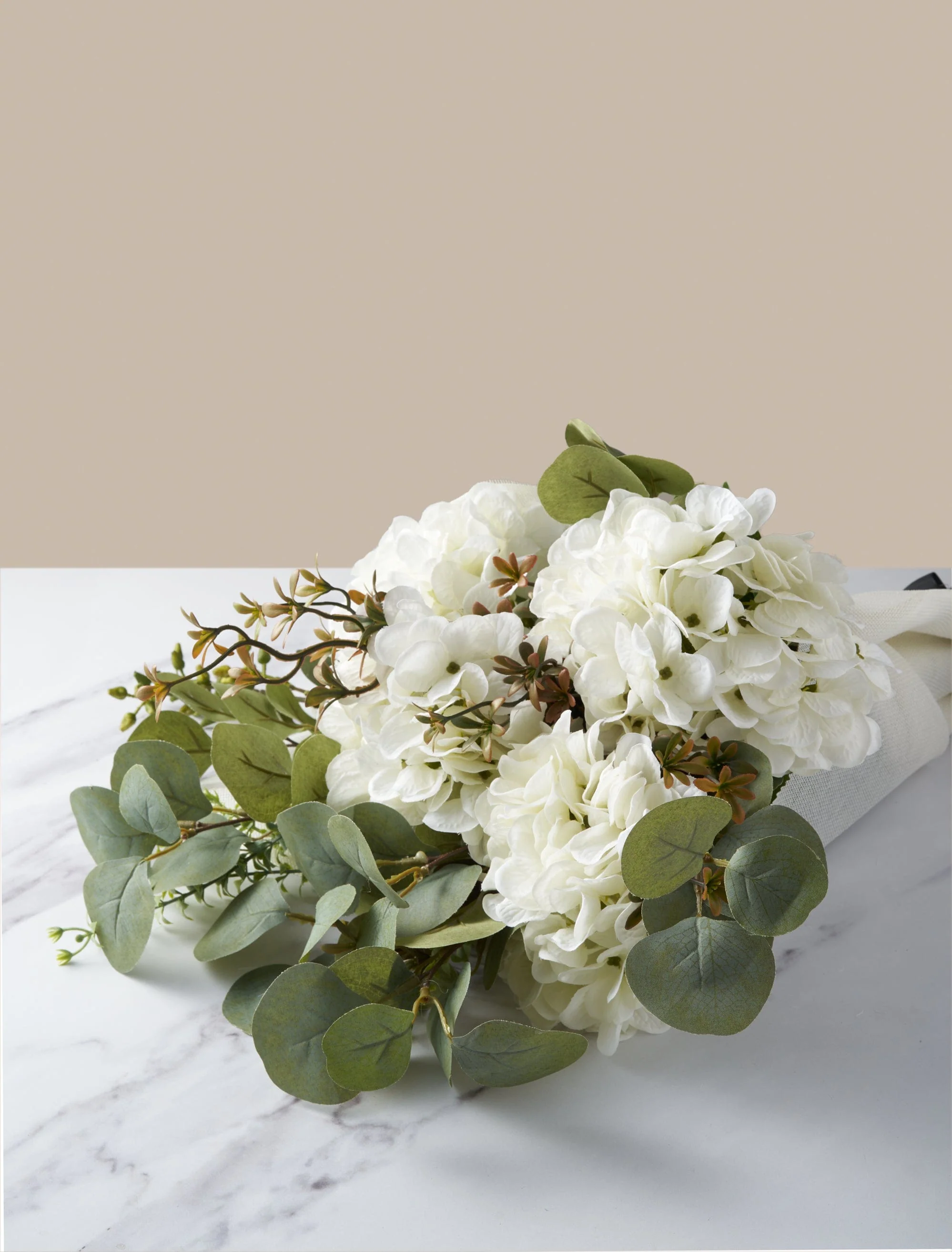 Faux Arrangement - Eucalyptus & White Hydrangea - Image 10