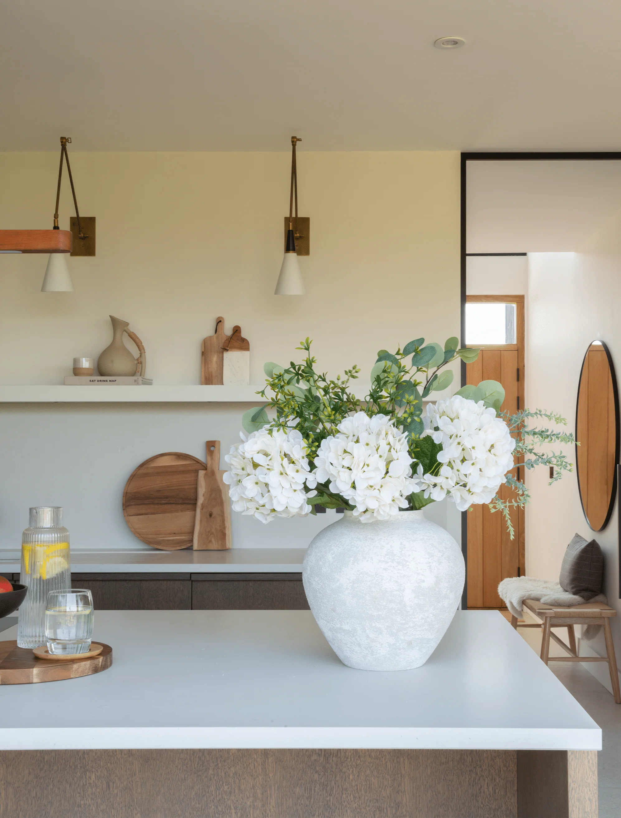 Faux Arrangement - Eucalyptus & White Hydrangea - Image 11