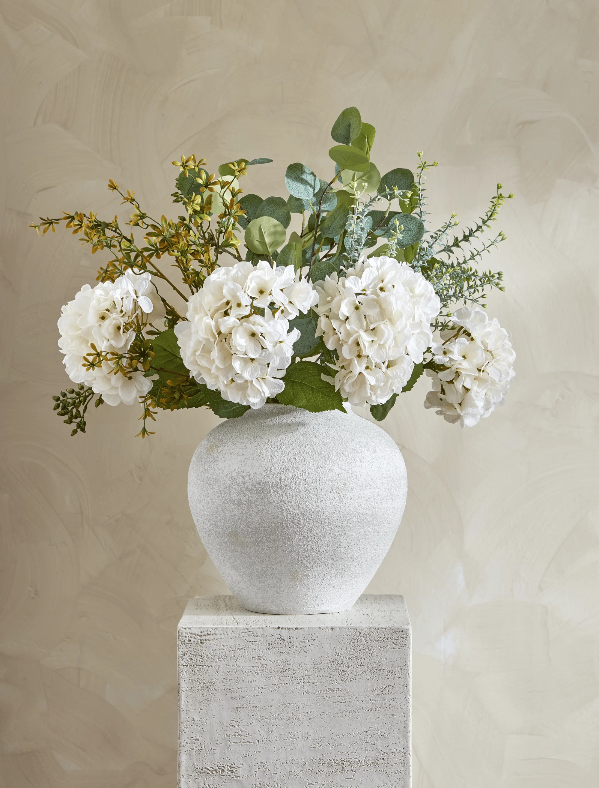 Faux Arrangement - Eucalyptus & White Hydrangea - Image 3
