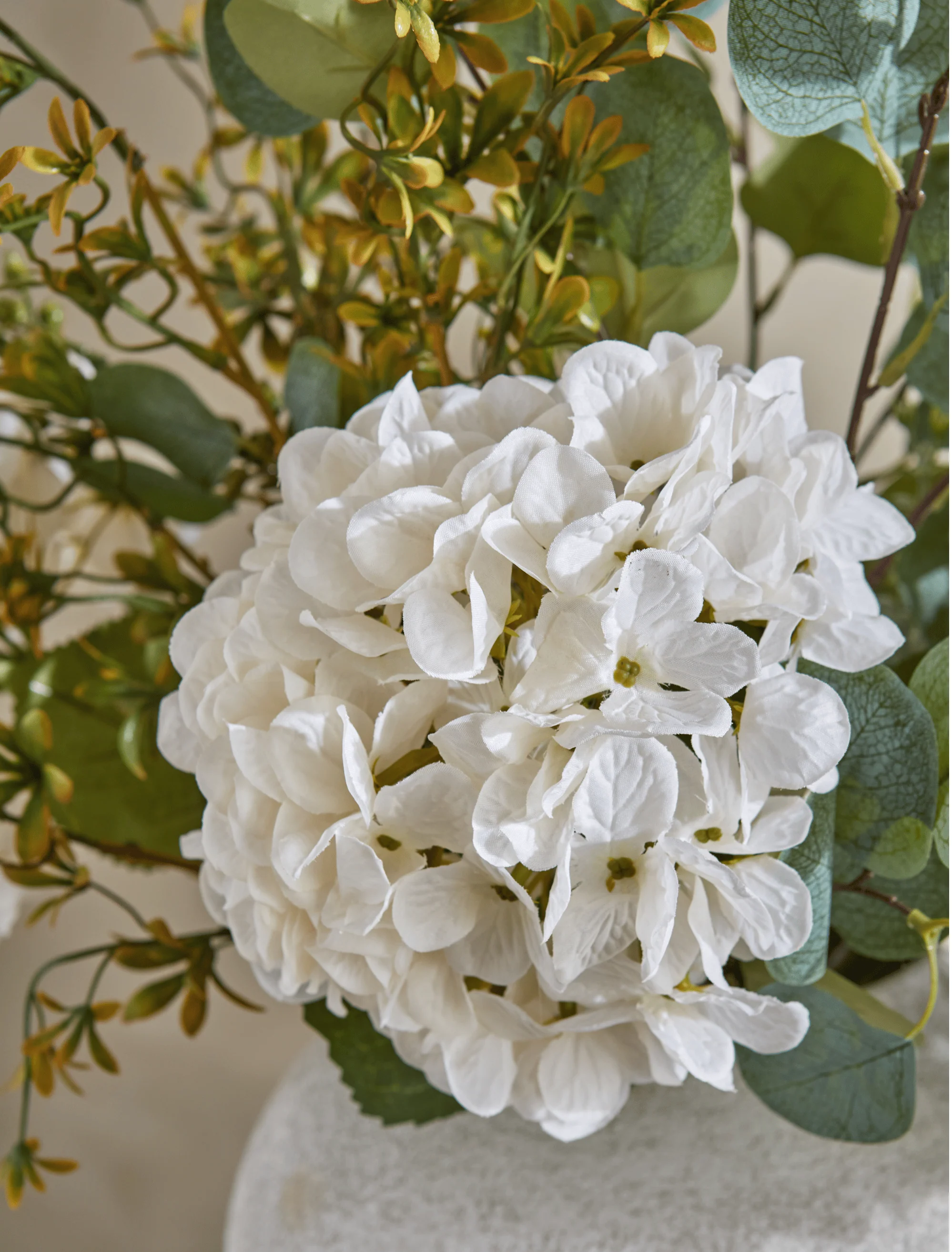 Faux Arrangement - Eucalyptus & White Hydrangea - Image 5