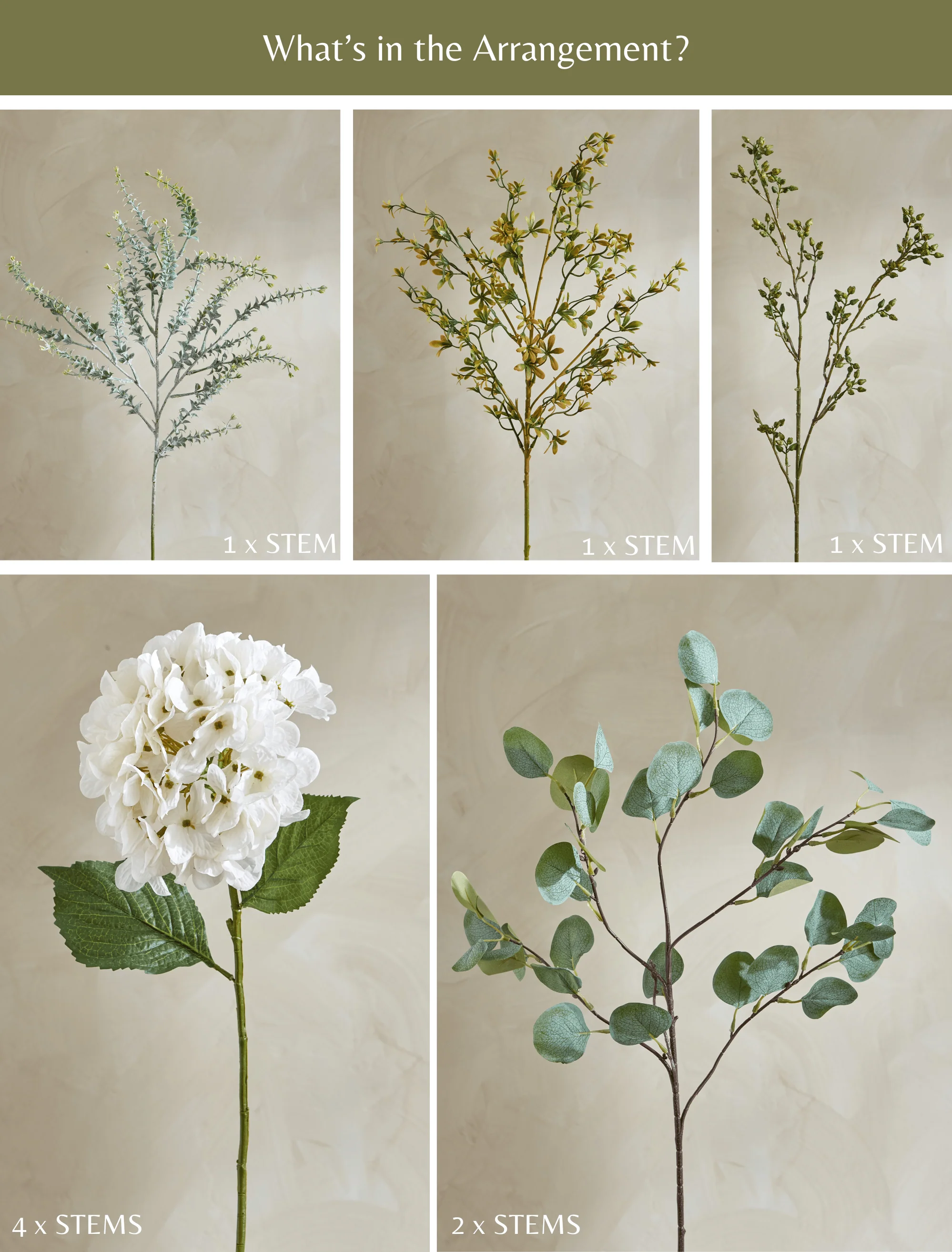 Faux Arrangement - Eucalyptus & White Hydrangea - Image 8