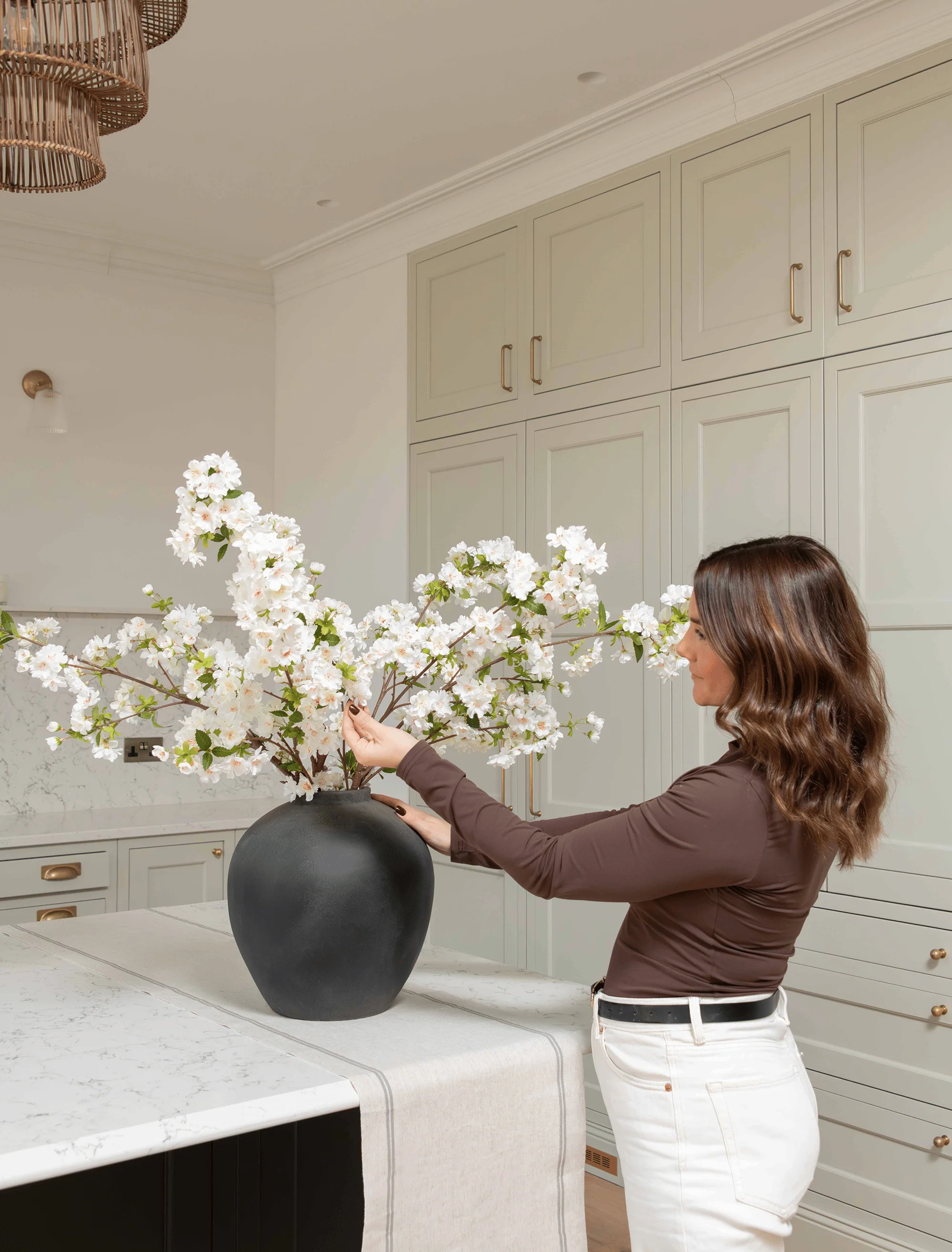 Faux Japanese Cherry Blossom - White (6 Stems) - Image 5