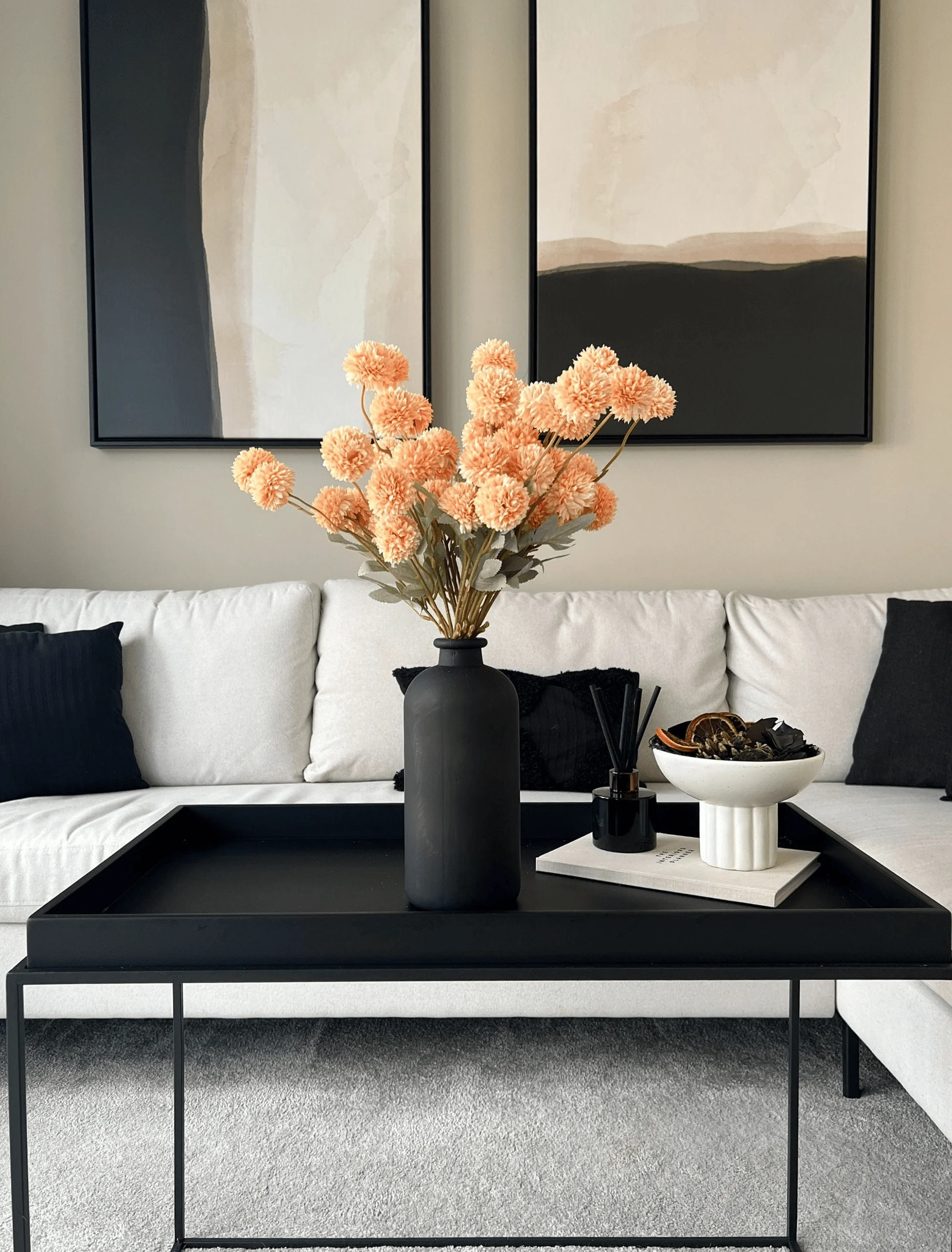 Faux Kiku Flower - Orange (10 Stems / 50 Heads) - Image 3