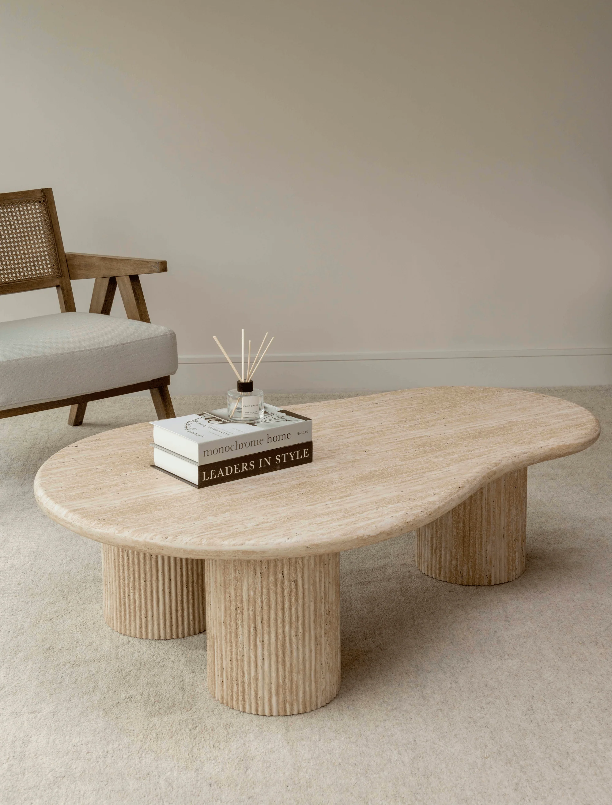 Luna Coffee Table - Travertine Stone - Image 5